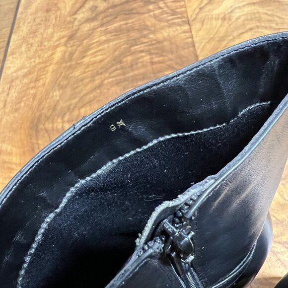 SOLD Bakers Women’s 9 Square Toe Chunky Block Black Leather Mid Calf Boots - Picture 6 of 13